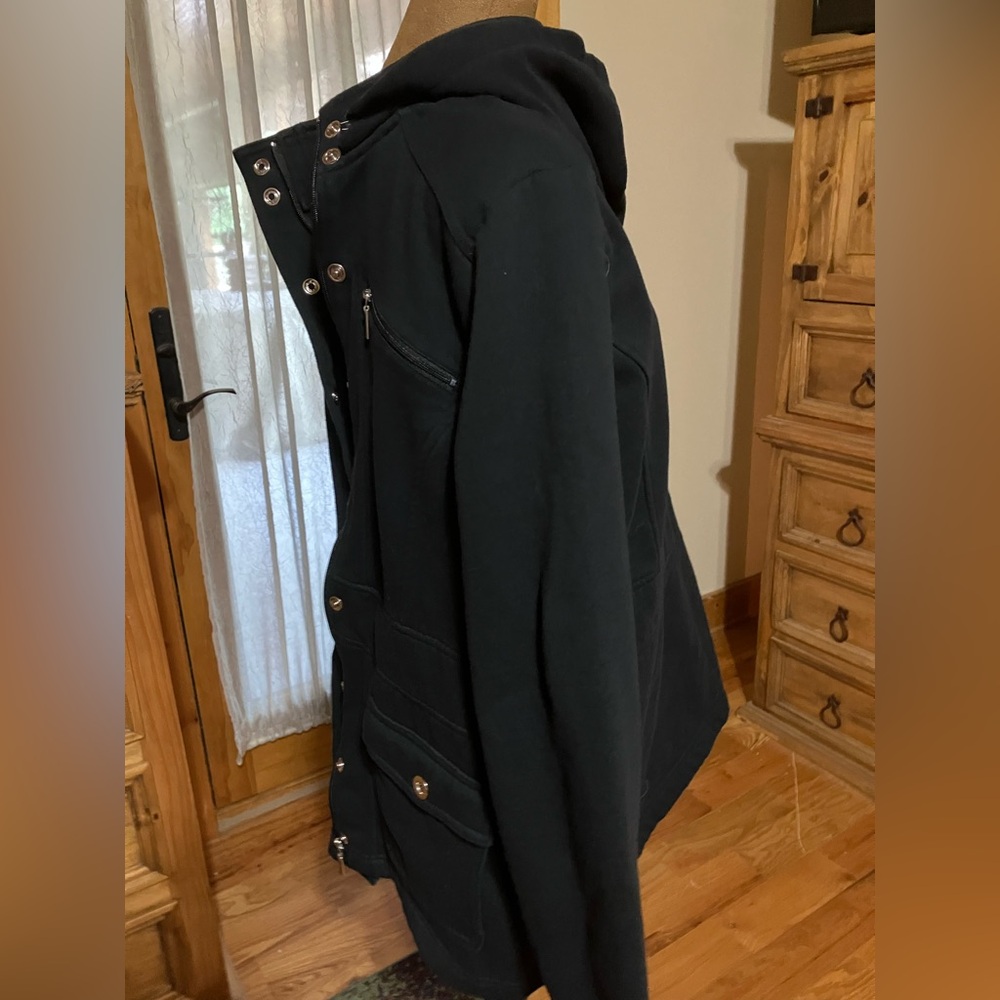Style & Co. Sweatshirt Black Hooded Jacket